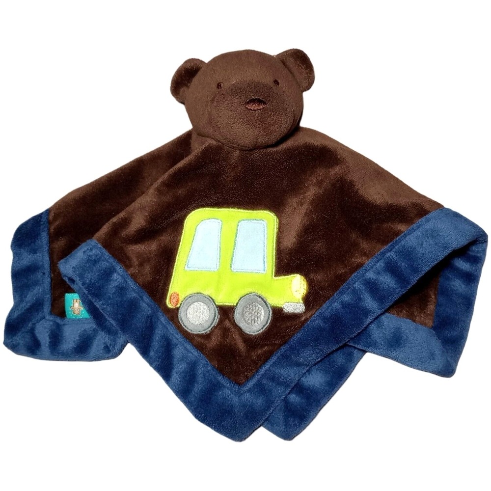 Tiddliwinks Brown Bear Green Car Baby Security Blanket Lovey Blue Boy